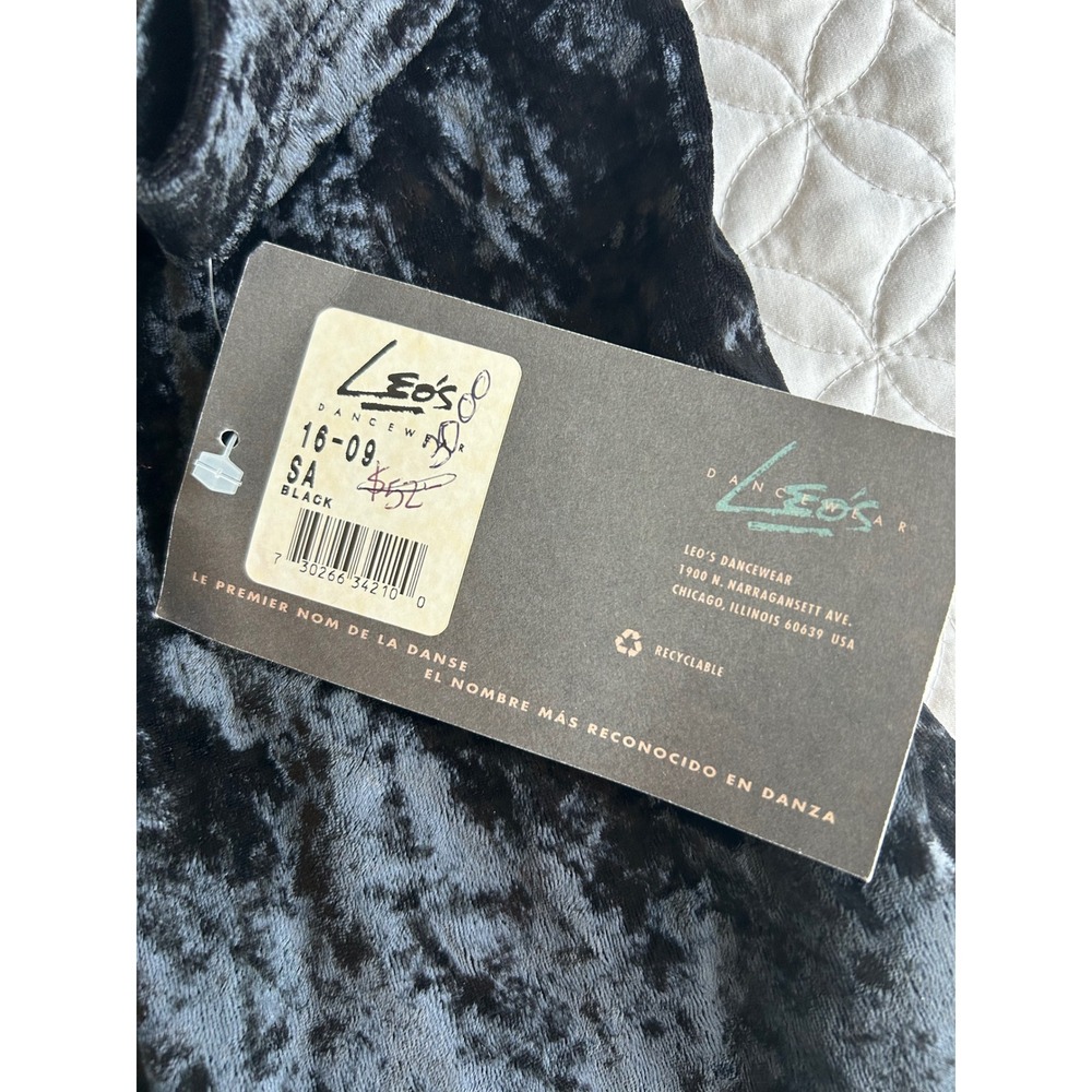 Leos Dancewear Black Crushed Velvet Vintage Leggings Womens Small Made in USA - Picture 3 of 7